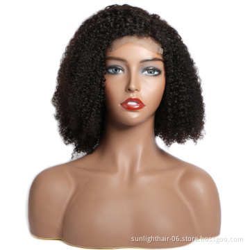 Brazilian afro Kinky Curly Human Hair Wigs 4x4 Lace Front Wig Sunlight Natural Pre Plucked Remy Hair Lace Wigs For Black Women